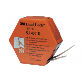 SJ-457 D - Dual Lock Low Profile Hook and Loop Twin Pack, 25.4mm x 5m, Transparent, 3M